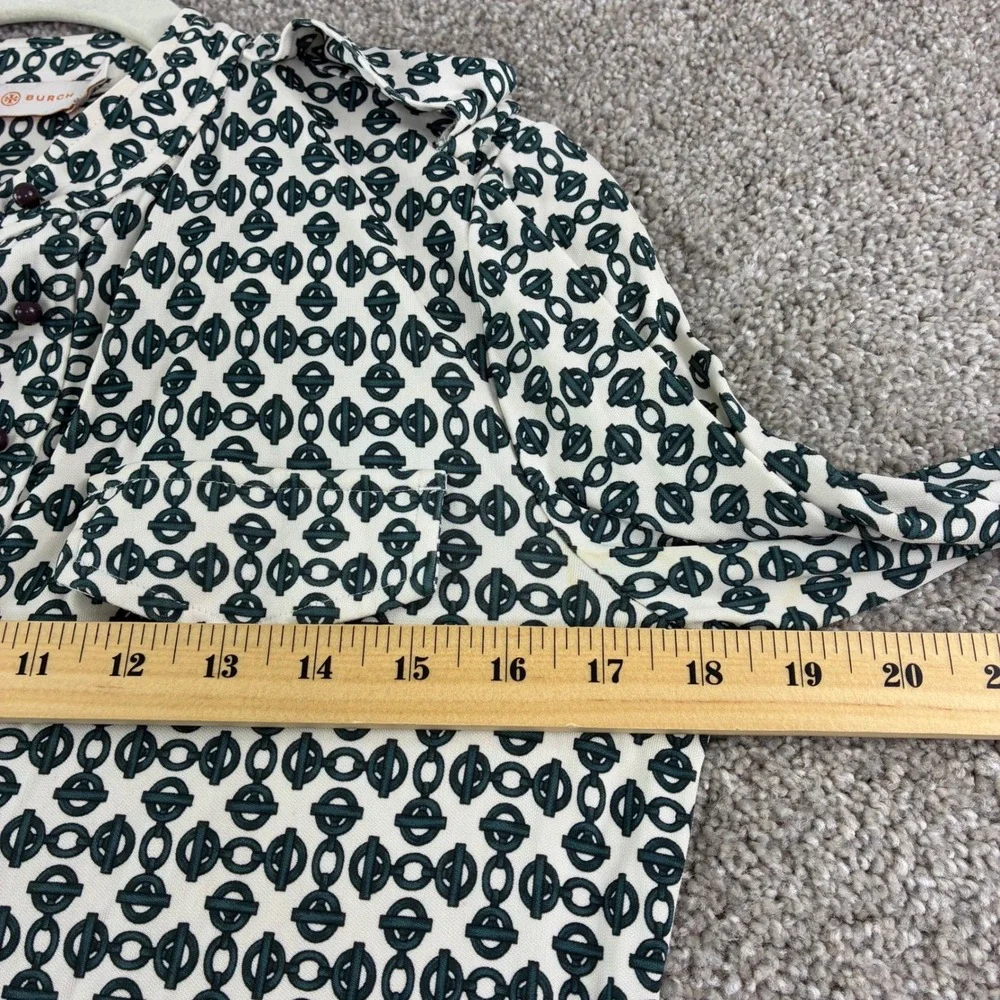 Tory Burch Katie Link Print Shirtdress‎ Rayon Midi Long Sleeve Button Up Size S